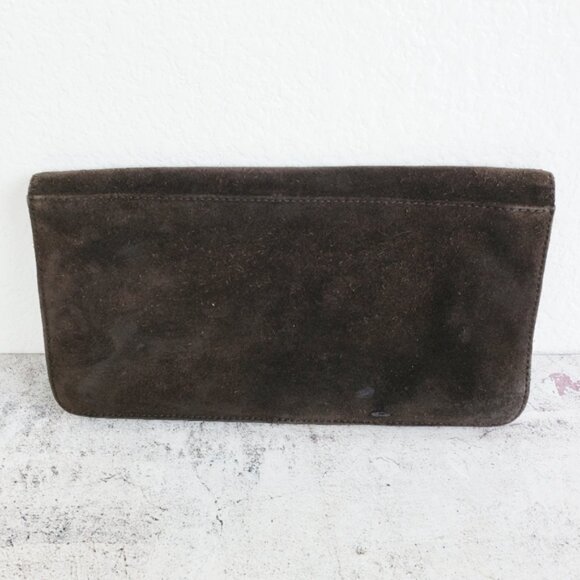 Vintage Banana Republic Leather Suede Brown Bohemian Clutch Purse - Picture 6 of 13